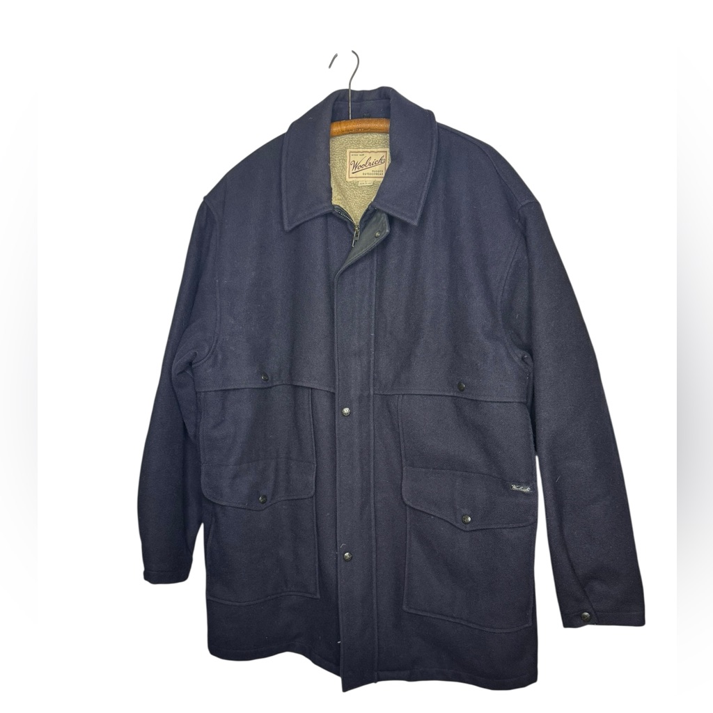 Vintage Woolrich Mens Sherpa Lined Wool Coat Sz L